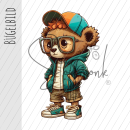 Bügelbild - "Street Bär mit Brille"